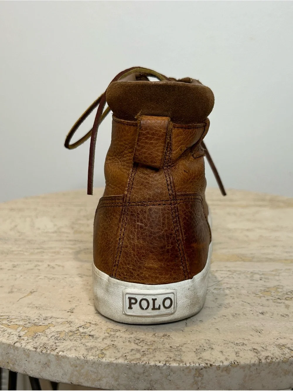 Polo Ralph Lauren Men's Brown Leather High-Top Sneakers Size 9.5D